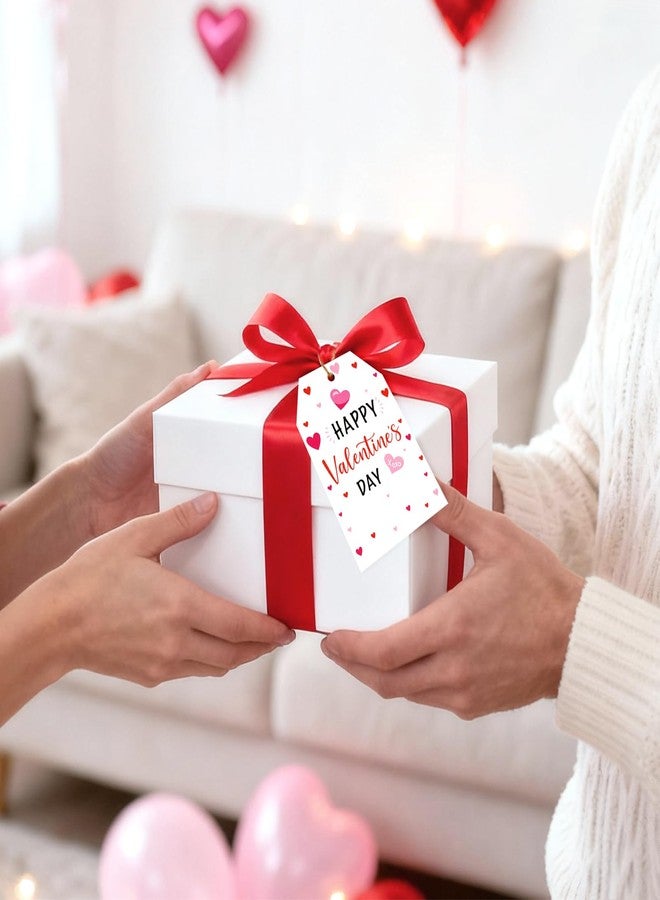 جيجاكرافت مجموعة جيج كرافت من ٥٠ قطعة من بطاقات هدايا عيد الحب - بطاقات عيد حب سعيد مع خيط، ملصقات أكياس حلوى ورقية بيضاء لتوزيعات الحفلات، والمشاريع الصغيرة، وتبادل الهدايا في الفصول الدراسية - Image 5